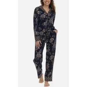 Vera Bradley Women's Cotton Dottie Leaf Blue Floral PJ Pajama Set M‎ Soft Used